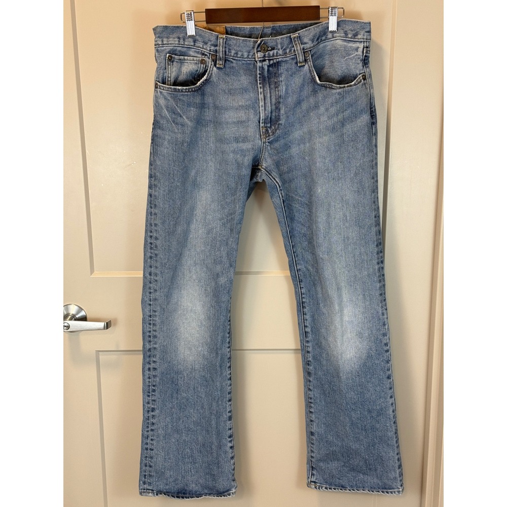 Vintage Mens GAP 1969 Low Rise Boot‎ Fit Jeans Size 33/32 Medium Blue Frayed Hem